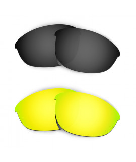 HKUCO Black+24K Gold Polarized Replacement Lenses for Oakley Half Jacket Sunglasses